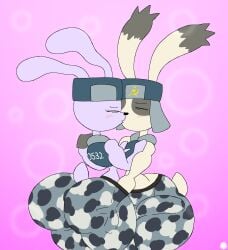 absurd_res aliasing anthro artist_logo artist_name ass big_butt blush blush_lines boris_(usavich) bottomwear bubble_butt bulge camo camo_bottomwear camo_clothing camo_pants camo_print closed_eyes clothing countershade_arms countershade_ears countershade_face countershading crop_top curvy_figure detailed_bulge digital_media_(artwork) duo erection eyelashes femboy fur genital_outline hammer_and_sickle hand_in_pants hand_on_chest hat headgear headwear hi_res kissing kopchev_(usavich) lagomorph leporid logo male male/male mammal midriff pants pattern_bottomwear pattern_clothing pattern_pants penis_outline purple_body purple_fur rabbit shirt signature small_waist text thatdawgmurray thick_thighs topwear usavich ushanka white_body white_fur wide_hips