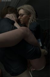 3d age_difference carrying carrying_another carrying_partner carrying_position closed_eyes fbi_badge female glasses grace_ashcroft grace_ashcroft_(fbi_outfit) grace_ashcroft_(julia_pratt) holding_legs leon_scott_kennedy lift_and_carry_position lifting lifting_person light-skinned_female light-skinned_male light_skin petite petite_body resident_evil resident_evil_9:_requiem shy size_difference stand_and_carry_position standing_sex wet_penis wet_pussy wtfsths