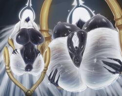 2girls belly belly_button big_breasts busty child_bearing_hips civilcrackhead divine female female_only giantess god goddess grand_mother_silk hips hollow_knight hollow_knight:_silksong huge_breasts large_breasts larger_female mature_female milf nipples pussy size_difference source_request thick thick_thighs tummy vagina voluptuous white_hair wide_hips