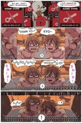 ball_torture castrated castration cbt cock_and_ball_torture cock_and_balls_torture comic cumming cumming_from_castration danganronpa danganronpa_1 death full_color guro imminent_death kiahl lobsterkiahl malesub monokuma mutilation naegi_makoto scissors small_penis togami_byakuya