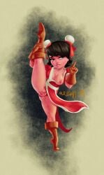 1girls 2d 2d_(artwork) bedroom_eyes breasts breasts_out breasts_out_of_clothes chun-li_(cosplay) clash_(series) clash_royale clothing dripping dripping_pussy female female_focus female_only holding holding_leg holding_legs looking_at_another princess_(clash_royale) red_princess_(clash_royale) revealing_clothes royalty split_form splits splits_position supercell useless_clothing vagina wet wet_pussy