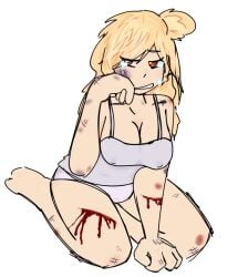 abuse abused_female barely_clothed blank_background blood bloody bruise bruised class_of_'09 crying crying_with_eyes_open cuts cuts_on_thighs hazel_eyes human human_female jecka_(class_of_'09) looking_at_viewer nipple_bulge nipples_visible_through_clothing no_visible_genitalia nonconsensual qeilye_(artist) sadism solo solo_female solo_focus underwear white_background white_sclera