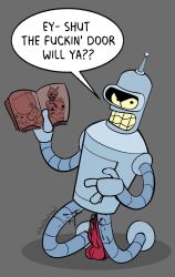 bender_bending_rodriguez comedy_central dildo english_text erection futurama grey_background hi_res machine magazine male male_only nipples non-human robot sex_toy shadow simple_background text tooddoodnood toony