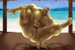 balls bara big_balls big_penis facial_hair feet flaccid gay green_body green_skin hitenmaru hulk hulk_(series) male male_only marvel marvel_cinematic_universe muscles muscular musk nude penis solo solo_male spread_legs sweat sweating sweaty