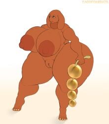 anthro areola beads big_areola breast_freckles clitoris elemental_creature female fungi_fauna fungus genitals hi_res holding_object huge_areola huge_hips huge_thighs long_ears mush_(tacofoxbrazil) mushroom nails neck_tuft nipples orange_areola orange_body puffy_areola puffy_nipples pussy solo tacofoxbrazil thick_thighs tuft