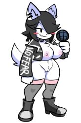 0stops010210_(artist) 1girls anthro big_breasts black_hair breasts canine edit female female_only friday_night_funkin friday_night_funkin_mod furry maggie_applebee nipples open_clothes sprite sprite_edit transparent_background vagina white_fur