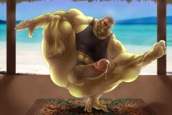 balls bara big_balls big_penis boner erection facial_hair feet gay green_body green_skin hitenmaru hulk hulk_(series) male male_only marvel marvel_cinematic_universe muscles muscular musk penis precum solo solo_male spread_legs sweat sweating sweaty tank_top
