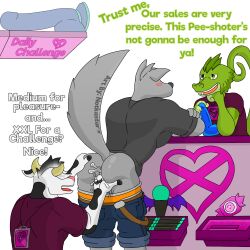 agamid anal anthro ass blush bottomwear bottomwear_down bovid bovine briefs canid canine canis casual_sex cattle clothed clothing dialogue dildo duo fingering frilled_lizard group heart lizard lube male male/male mammal notkastar original_characters pants pants_down partially_clothed raised_tail reptile scalie sex sex_toy text trio underwear underwear_down wolf zatch_(notkastar)