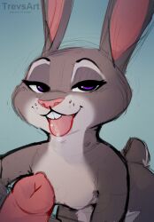 2022 absurd_res bedroom_eyes disney duo female female_focus fur genitals grey_body grey_fur hi_res judy_hopps lagomorph leporid looking_at_viewer male male/female mammal narrowed_eyes penis purple_eyes rabbit seductive simple_background small_breasts solo_focus text tongue tongue_out trevart zootopia