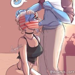 argentina_(countryhumans) ayumisart blowjob cock countryhumans countryhumans_girl female oral sucking_penis united_states_of_america_(countryhumans)