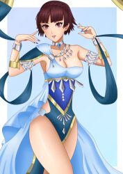 alternate_costume atlus breasts brown_hair crossover dancer dancer_(three_houses) female female_only fire_emblem fire_emblem:_three_houses leotard makoto_niijima nintendo persona persona_5 red_eyes rrl0215 solo