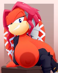 areolae big_breasts blue_eyes breasts echidna female female_focus female_only flashing furry lien-da looking_at_viewer nipples red_fur seductive_smile sega slickehedge smirk sonic_(series) sonic_the_hedgehog_(series) wardrobe_malfunction