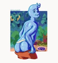 1boy ass ass_focus disney elemental elemental_(pixar) male male_only mooning muchomp pants_down pixar solo solo_male wade_ripple water wet