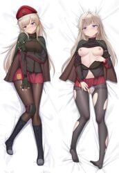 ak-74m_(girls'_frontline) beret blue_eyes cum cum_on_breasts cum_on_face dakimakura female_only girls'_frontline luoloo medium_breasts ripped_pantyhose tagme third-party_edit white_hair