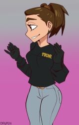 brown_eyes brown_hair drupeneassot gloves grace_dirig jeans latina the_king_of_random tkor