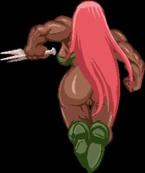 1girls amazon ass back_view boots breasts dark-skinned_female dora_(final_fuck) female female_only final_fuck large_ass long_hair muscular muscular_female naked naked_boots naked_footwear naked_with_shoes_on nonki nude pink_hair pixel_art pussy sai_(weapon) video_games