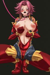 1girls artist_request big_breasts bodysuit breasts code_geass collar female kallen_stadtfeld leash open_mouth squatting tagme