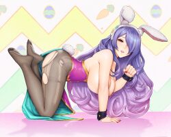 1girls absurd_res all_fours alternate_costume animal_ears breasts bunny_ears bunny_girl bunnysuit camilla_(fire_emblem) camilla_(spring)_(fire_emblem) curly_hair curvy easter exposed_breasts female fire_emblem fire_emblem_fates fire_emblem_heroes hair_over_one_eye highleg highleg_leotard large_breasts large_filesize legs leotard lips long_hair looking_at_viewer male mystra77 nintendo nipples official_alternate_costume pantyhose png purple_hair solo torn_pantyhose