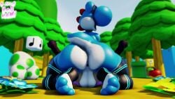 3d animated light_blue_yoshi male_focus male_only mario_(series) mating_press mp4 ne0kami nintendo no_sound tagme video yoshi