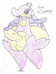 amai_(truebladedge1) ass balls big_ass big_balls big_butt big_penis chasey_ultra_beast_goodra colored_pencil_(artwork) erection eyelashes fan_character femboy generation_7_pokemon genitals girly hi_res huge_ass hyper_ass male nintendo penis pokemon pokemon_(species) solo thick_thighs thunder_thighs tsareena video_games wide_hips wolfespada