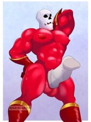 alternate_universe bara bara_tiddies bara_tits big_penis cock_sleeve_(clothes) cock_sock huge_cock male male_only papyrus redeyedgazer skeleton sock_on_penis underfell underfell_papyrus undertale undertale_(series) undertale_au