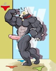 anthro ass beffy buff flexing_bicep furry king_clawthorne male male_only muscles pecs smooth_skin the_owl_house thighs underwear