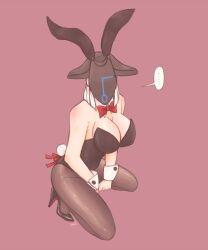 ... alternate_costume big_breasts bowtie bunny_ears bunny_girl bunny_tail bunnysuit cleavage crouching detached_collar female female_only full_body genderswap_(mtf) gueira helmet high_heels looking_at_viewer made_in_abyss mask masked masked_female pantyhose pink_background pixiv_id_585113 playboy_bunny rule_63 solo squatting wrist_cuffs