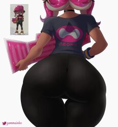 1girls agent_8_(splatoon) ass big_ass bottom_heavy bubble_butt cake caked_up clothing dat_ass fat_ass female female_only gammainks gun huge_ass large_ass nintendo octoling pink_hair rear_view splatoon splatoon_3 tentacle_hair thick_ass thick_thighs weapon wide_hips