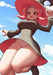 agent_8 agent_8_(team_wizard) big_breasts breasts knight_vs._wizard_splatfest nintendo nobunagapero octoling octoling_girl panties pantyshot peronattu pink_hair skirt skirt_lift splatoon team_wizard_(splatfest) thick_thighs thighs underwear upskirt witch witch_costume