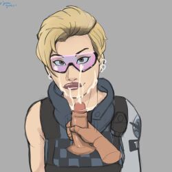 1boy 1girls average_sized_penis cum facial jumbogumbo looking_at_viewer osa_(rainbow_six) pov purple-tinted_eyewear rainbow_six rainbow_six_siege solo straight sunglasses tagme tinted_eyewear