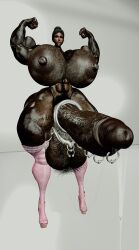 3d abs cock_ring dark-skinned_female dark-skinned_futanari dark_skin futa_only futanari gigantic_breasts gigantic_penis hairy_balls huge_ass huge_balls huge_nipples hyper hyper_breasts hyper_muscles hyper_penis muscular_female penis_piercing pubic_hair second_life self_upload shiny_skin smile standing thesusman thick_thighs