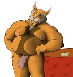 ailurid animal_humanoid anthro balls beard belly big_(disambiguation) big_belly big_pecs big_penis blizzard_entertainment body_hair byakkotig chest_hair chubby_anthro chubby_male dota dota_2 dota_underlords facial_hair flaccid foreskin genitals hairy hairy_balls hi_res huge_cock huge_pecs humanoid male mammal mammal_humanoid mangix_the_brewmaster moobs musclegut muscular navel pecs penis pubes red_panda solo thick_thighs ursid vein veiny_penis video_games