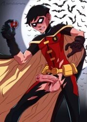 1boy anonanimeme batman_(series) bats dc dc_comics dick_grayson foreskin intact male male_only robin_(dc) robin_(dick_grayson) robin_(young_justice) solo uncensored uncircumcised uncut unretracted_foreskin yaoi young_justice