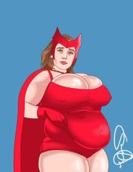 1girls bbw belly big_belly big_breasts breasts cleavage fat female female_only ggfgvmhdhd grabbing_belly huge_breasts large_breasts marvel marvel_cinematic_universe marvel_comics mombod nipple_bulge overweight scarlet_witch solo thick_thighs thighs wanda_maximoff