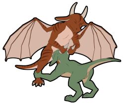 alpha_channel anthro anus duo female foot_grab genitals horn horn_grab kobold male male/female oral oral_penetration penetration pussy raised_tail reptile scalie simple_background tiny_terrible transparent_background winged_kobold wings zirilon