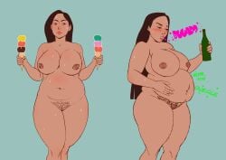 1girls belly_stuffing black_hair bloated bloated_belly blush breasts burp burping dark-skinned_female dark_skin disney disney_princess eating edit fatpandabutt female food ggfgvmhdhd hand_on_belly native_american native_american_female nipples obese pocahontas pocahontas_(character) pubic_hair pussy stomach_noises stuffed stuffed_belly stuffing