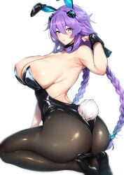 1girls armpits back big_breasts blue_eyes bunny_ears bunny_girl bunnysuit goddess happy_female high_heels huge_ass long_hair looking_at_viewer neptune_(neptunia) neptunia_(series) pantyhose playboy_bunny power_symbol power_symbol-shaped_pupils purple_heart_(neptunia) smile straight tagme thick_thighs thirty_8ght twintails violet_hair white_background wide_hips