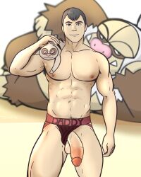 balls bara big_balls big_penis cummytomato game_freak gay jockstrap jockstrap_aside male male_only muscles muscular nintendo norman_(pokemon) npc_trainer penis penis_out pokemon pokemon_(species) slaking slakoth solo solo_male