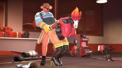 animated engineer_(team_fortress_2) female fempyro high_heel_boots high_heels male male_focus marksdv prison_guard_position pyro sex sound team_fortress_2 video