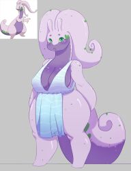 big_breasts chubby fan_character goodra neruhichy pokemon pokemon_(species) solo thick_thighs