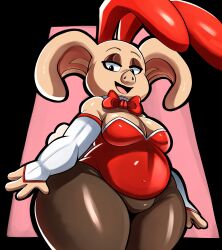 1boy anthro bunny_ears bunny_tail bunnysuit chubby chubby_male clothing dragon_ball femboy looking_at_viewer male male_only nathanatwar oolong pig solo thick_thighs whateverdoes wide_hips