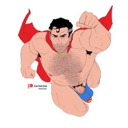 big_bulge bulge clark_kent dc dc_comics dilf fabssdaf flying grey_hair hairy huge_bulge kal-el male male_only muscles muscular muscular_male penis_peek superhero superman thong