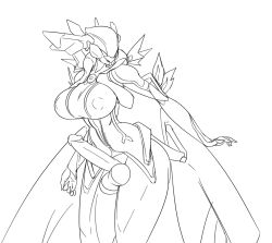 1futa balls big_breasts big_penis bottomless breasts clothed clothing erection futa_only futanari humanoid humanoid_penis lewdreaper monochrome mostly_clothed penis robot_humanoid sketch solo standing titania_(warframe) warframe wide_hips