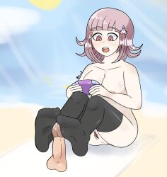 alternate_version_available beach breasts completely_nude completely_nude_female danganronpa danganronpa_2:_goodbye_despair dildo esbeusky footjob footjob_with_legwear nanami_chiaki practice pussy smooth_skin super_danganronpa_2 thighhighs thighhighs_only