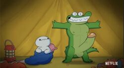 anthro balls big_penis crocodile crocodilian crocodylid edit erection genitals hi_res humanoid_genitalia humanoid_penis male max_(oddballs) netflix oddballs penis rainyatsu reptile scalie screenshot_edit theodd1sout