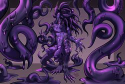 2022 2_penises absurd_res anthro biped candy.yeen diphallia diphallism erection genitals goo_creature hi_res male male_only multi_genitalia multi_penis nude penis purple_eyes purple_tentacles solo standing tentacle