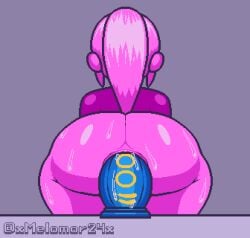 big_ass big_butt big_dildo blue_dildo dildo dildo_in_ass dildo_sitting female may_(xmelomor24x) oc original_character pixel_art sex_toy sweaty_butt xmelomor24x