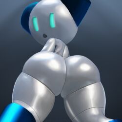 ass big_ass big_butt blue_body butt_focus closed_eyes coffeewithdicks empty_eyes femboy glistening glistening_body grey_body hi_res humanoid looking_at_viewer looking_back low-angle_view machine male metallic_body nude open_mouth robot robot_humanoid robotboy robotboy_(character) simple_background solo thick_thighs worm's-eye_view