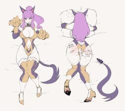 2020 after_sex anal_access anal_beads anal_only anal_tail animal_ears animal_hands ass before_and_after body_writing breasts buttslut claw_pose clothing_cutout cum cum_in_pussy dakimakura_(medium) elbow_gloves fake_tail female gloves high_heels highleg highleg_leotard highres knees_together_feet_apart large_breasts leotard looking_at_viewer navel navel_cutout object_hug original pami_namal paw_gloves pillow pillow_hug ponytail purple_hair red_eyes sanpaku sex_toy smile tail tally thiccwithaq thighhighs