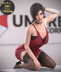 1girls 3d 3d_(artwork) ada_wong ada_wong_(adriana) asian asian_female black_hair breasts brown_eyes capcom choker clothed_female clothed_sex clothing dress female female_only high_heels kingestefano98 red_lips resident_evil resident_evil_2 resident_evil_2_remake solo stockings